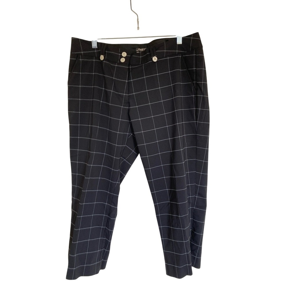 Nike Golf Womens Black Windowpane Dri Fit Crop Pants Size 12 Dri Fit Performance